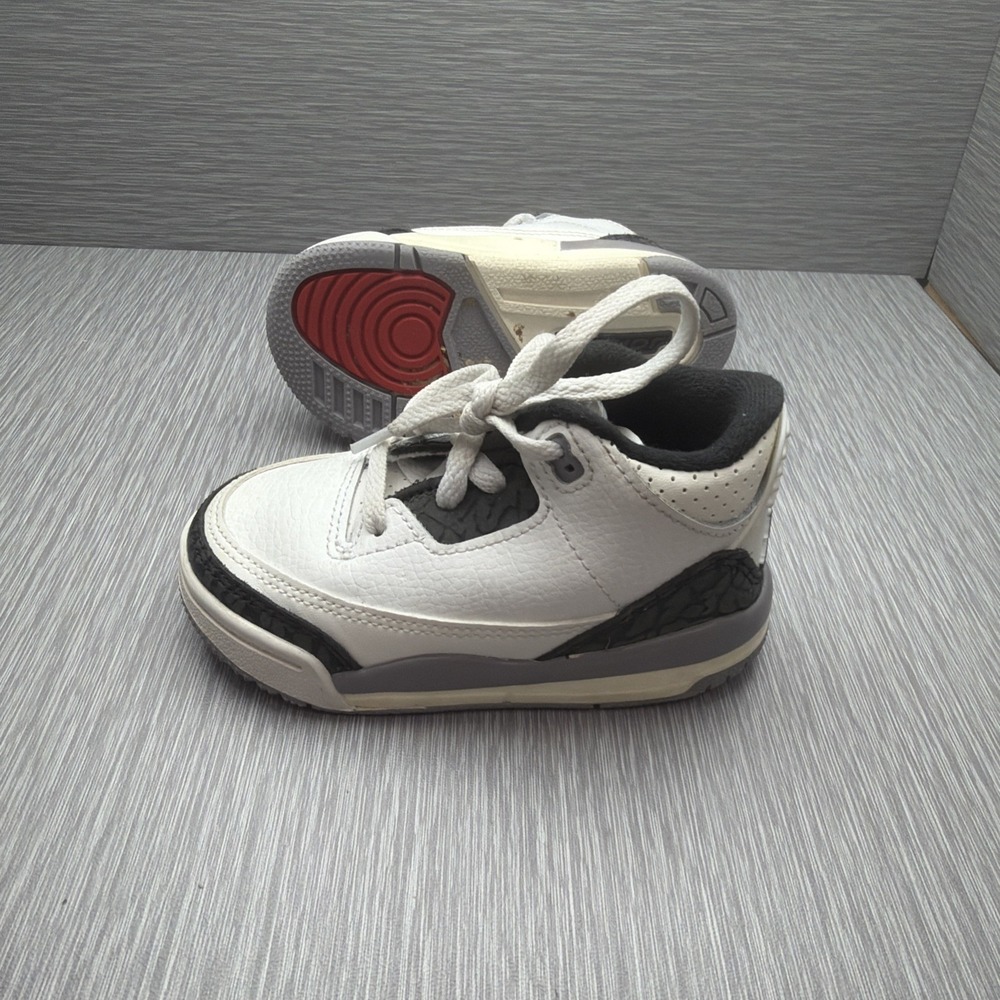 Nike Air Jordan 3 Retro‎ TD White Black Red Toddler Shoes 6C DM0968-106